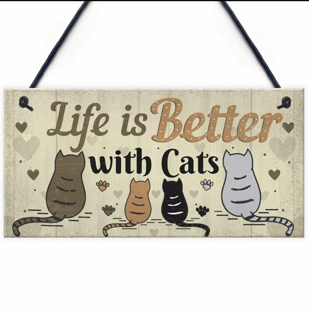 "Life is better with cats" wooden sign, Wall decor, picture kitty - Picture 2 of 5